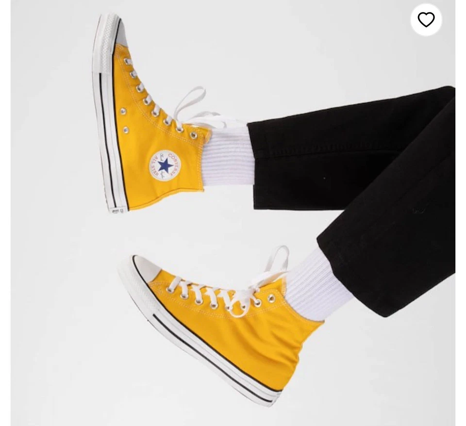 Vtg 70s Converse Hi Tops Yellow Logo Chucks Mens 5.5 Womens 7.5 Euro 38 - Image 2 of 4