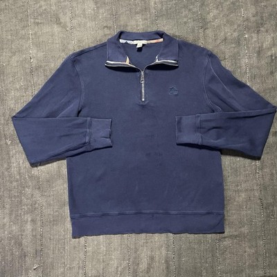 Burberry Brit Sweatshirt Mens Large Navy Blue Quarter Zip Pullover