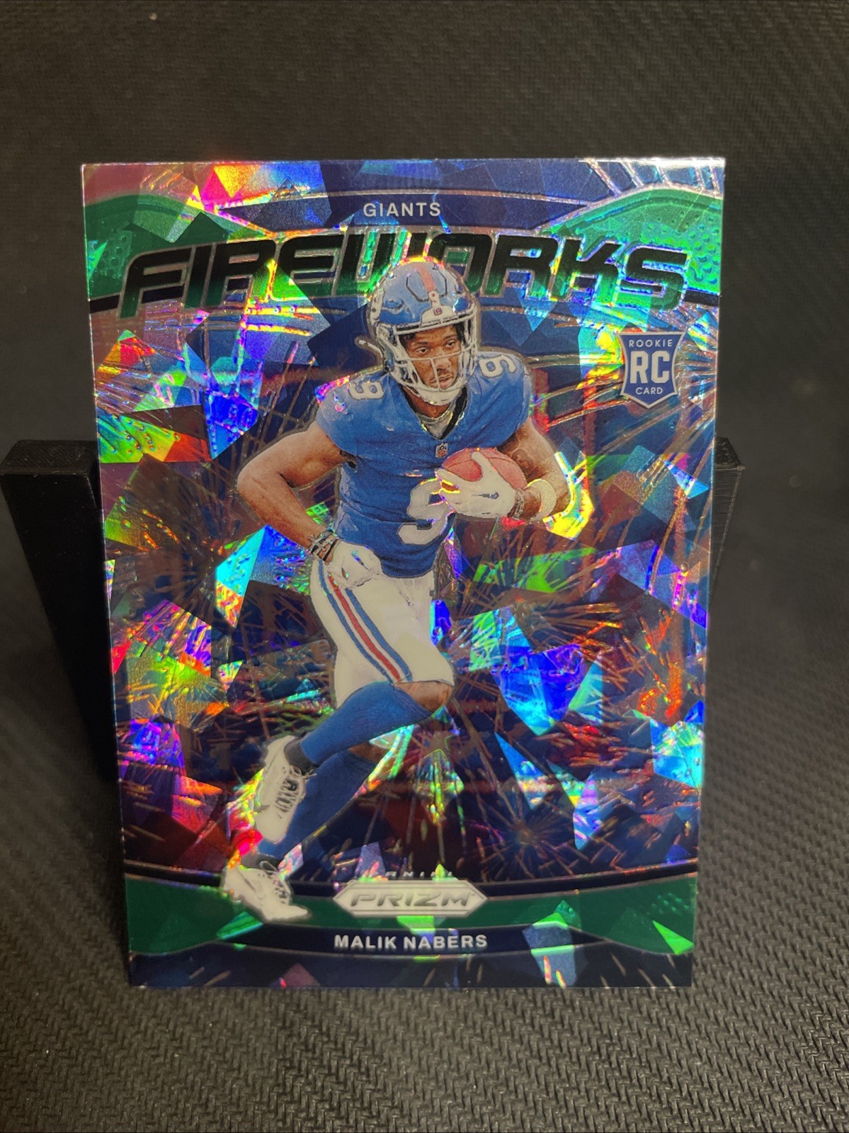 2024 Panini Prizm - Fireworks Malik Nabers #21 Green Ice Prizm (RC)