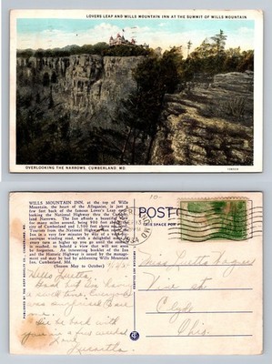 Cumberland, MD-Maryland, Lovers Leap Wills Mountain Inn Vintage c1934 Postcard