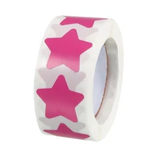 1 Roll Star Stickers 1 Inch DIY Adhesive PVC Label 500 Count/Roll Rose Red
