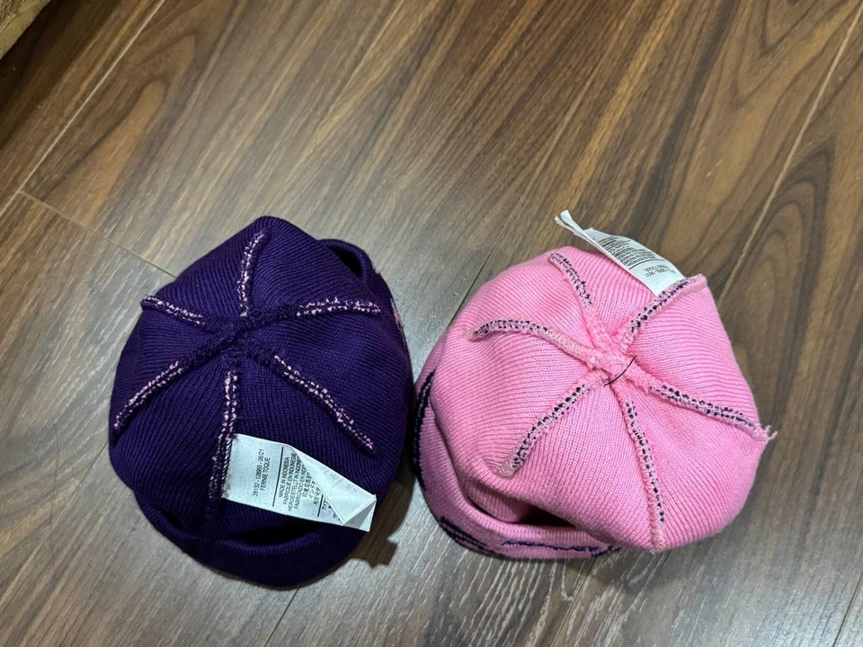 Juego de 2 Gorros Arc'teryx Cabeza de Pájaro Toque - Rosa y Púrpura Lana Tejido Invierno Esquí Foto 3 de 4