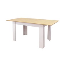 Tavolo da interno sala da pranzo in legno laminato bianco e marrone chiaro allun