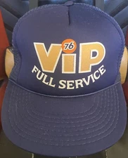 Vintage Union 76 FULL SERVICE VIP OIL Gas Station Snapback Hat Blue Trucker NOS