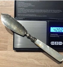 antikes viktorianisches Buttermesser  silberne Griff Perlmutt Birmingham G.U.
