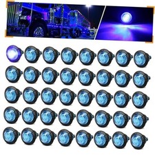 40Pcs 3/4 Inch Blue 3-LED Mini Marker Lights for Trucks, Boats, RVs 40Pcs Blue