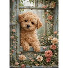 5D Diamond Painting Kit for Adults 12x16 Inch Full Drill Cute Puppy Diamond Art