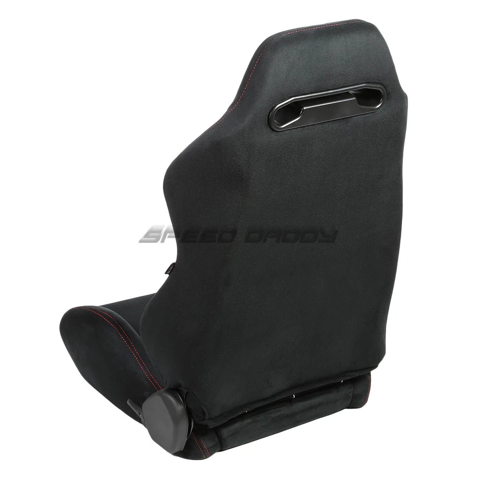 NRG BLACK SUEDE RECLINABLE RACING SEATS+LOW MOUNT BRACKET FOR 01-05 HONDA CIVIC - Imagem 4 de 4