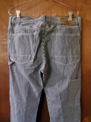 Todd Snyder Welder Pant Railroad Stripe Denim Straight Button Fly ACTUAL 32Wx29I