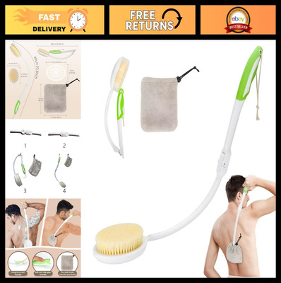 Curved Long Handle Back Scrubber Bath Brush - Foldable Body Brush with Quick-Dry