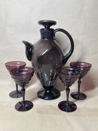 Blenko Glass #573 Purple Cocktail Pitcher Decanter  Wayne Husted complete rare