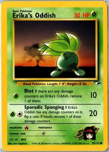 Pokemon Card - Erika's Oddish 78/132 Gym Heroes Common Lightly Played