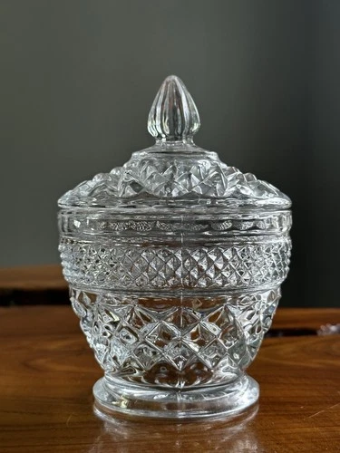 Vintage Anchor Hocking Wexford Sugar Bowl & Lid, 5”x 3.75”