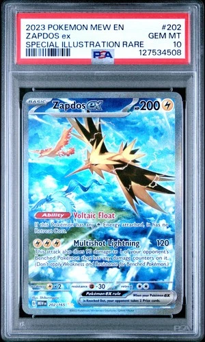 2023 POKEMON MEW EN-151 SPECIAL ILLUSTRATION RARE #202 ZAPDOS EX PSA 10