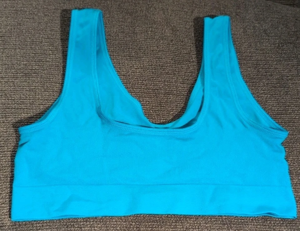(2) Genie Bra XL Full Coverage Pullover Seamless Sports Bras Beige, Teal - Image 4 of 4