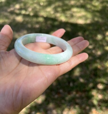 Spicy Green 100% Natural Grade A Jadeit Jade Armreif Armband 57mm B90