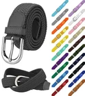 Falari Men Women Canvas Elastic Fabric Woven Stretch Elastic Braided Belt