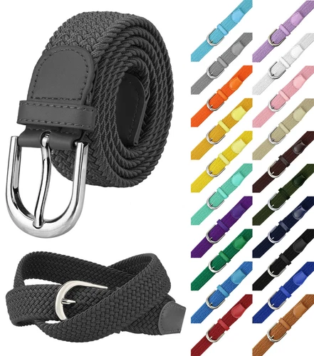 Falari Men Women Canvas Elastic Fabric Woven Stretch Elastic Braided Belt