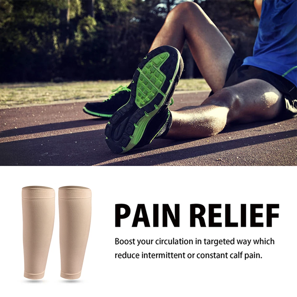 2x Calcetines de compresión mangas pantorrilla soporte para piernas correr espinilla férula vena varicosa Foto 4 de 4