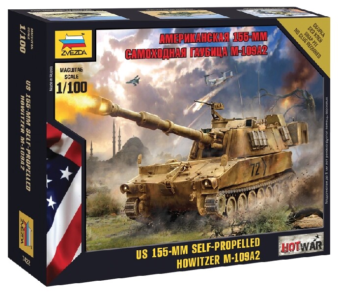 U.S: 15mm Self Propelled Howitzer M-109A2 S.O.G 1:100 Plastic Model Kit ZVEZDA