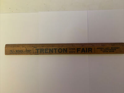 VINTAGE 1916 U-KNO-US TRENTON INTER STATE FAIR WOOD RULLER. VINTAGE ANTIQUE. 