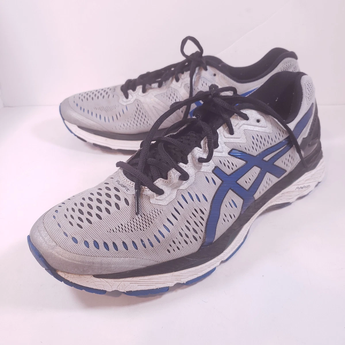 Asics Mens Gel Kayano 23 Grey Black Blue Running Shoes Sneakers Size 12 T646N