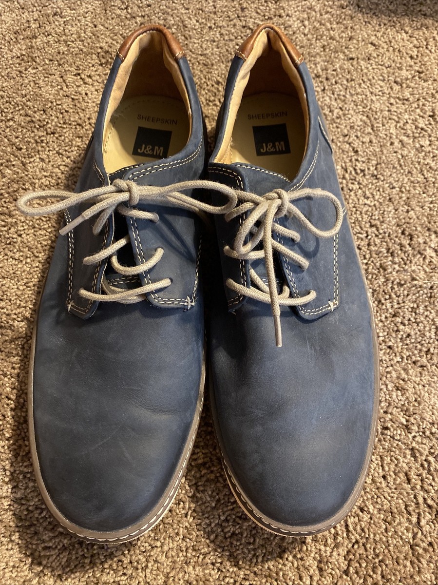 Men's J & M Shoes Oxfords Blue Sheepskin Leather Size 11 M