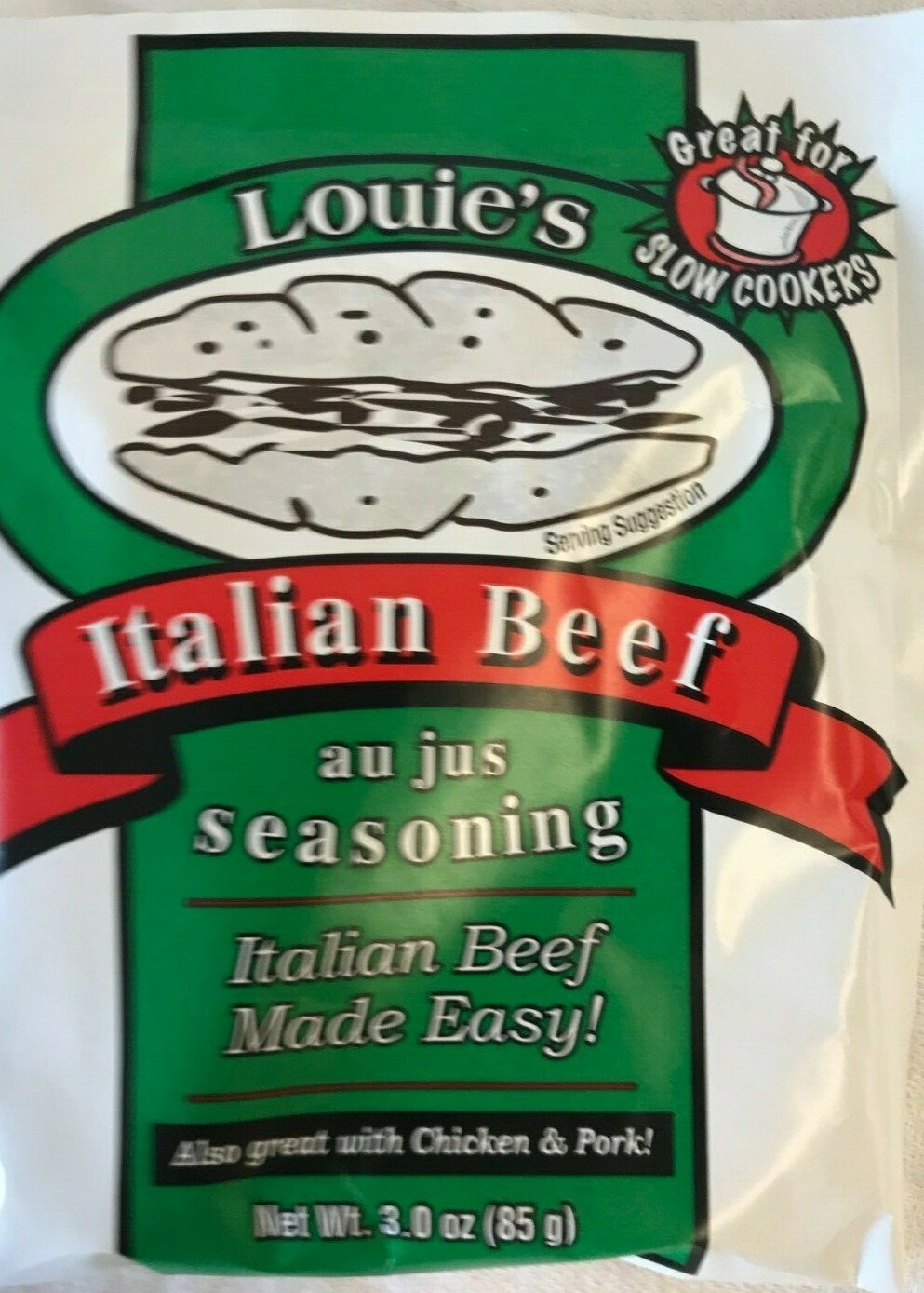 Louie's Italian Beef Au Jus Seasoning Lot of 63 oz Best By 6/30/2025