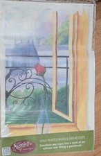 Tatouage Dry Rub Transfer Window with Rose and Lacy Curtain