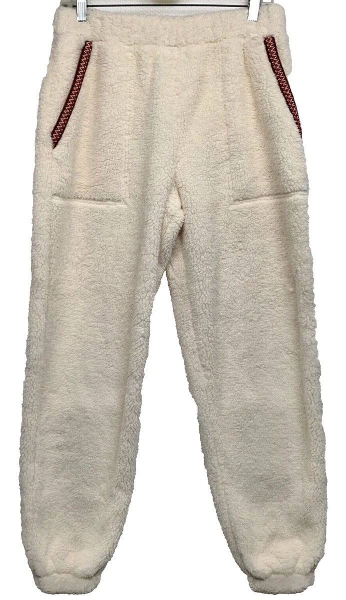 UGG TASMAN PANTS WOMENS SMALL BEIGE CHESTNUT FLEECE JOGGER POCKETS