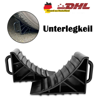 2x Unterlegkeile mit Griff Bremskeile Stütze Bremskeile Radkeile Anhänger PKW