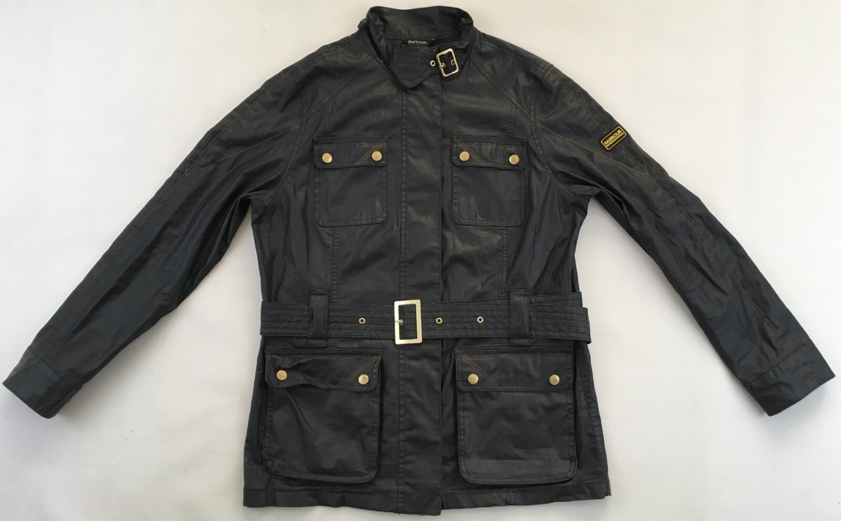 Barbour International Bearings Jacket black linen blend belt SS18