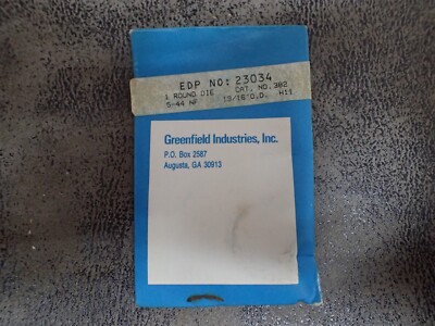 NEW Greenfield 23034 5-44 Round Adjustable Die 13/16'' O.D (BN271)