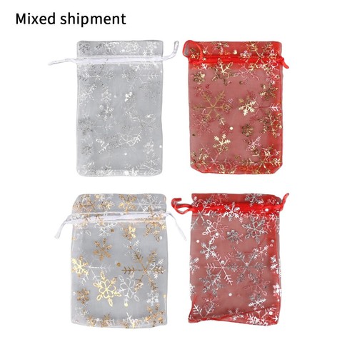50Pcs Christmas Organza Bags Party Favour Gift Jewellery Pouch Large Small - Picture 12 of 17