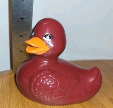 Vintage Bath  Body Works 5  Rubber Duck Ducky Maroon / Red Shiny Retired Large