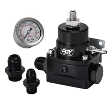 Adjustable 0-100 PSI EFI Fuel Pressure Regulator Kit W/ Oil Gauge AN6/8 Fittings