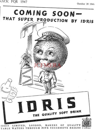 Original IDRIS Fruit Squash Soft Drinks ADVERT (8) Small 1940s Print Ad 162/147