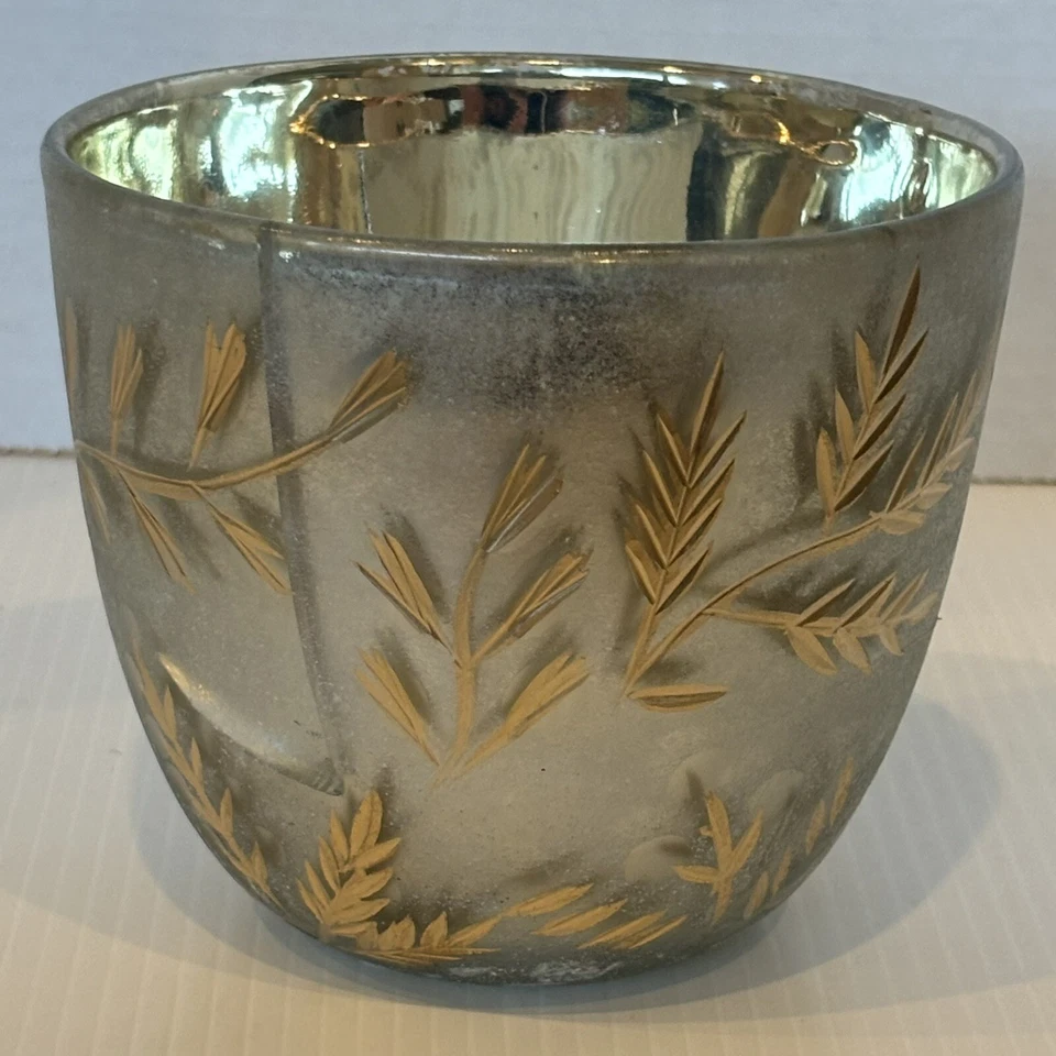 Maceta Anthropologie plata/oro hojas grabadas otoño esplendor nueva con etiquetas Foto 2 de 4