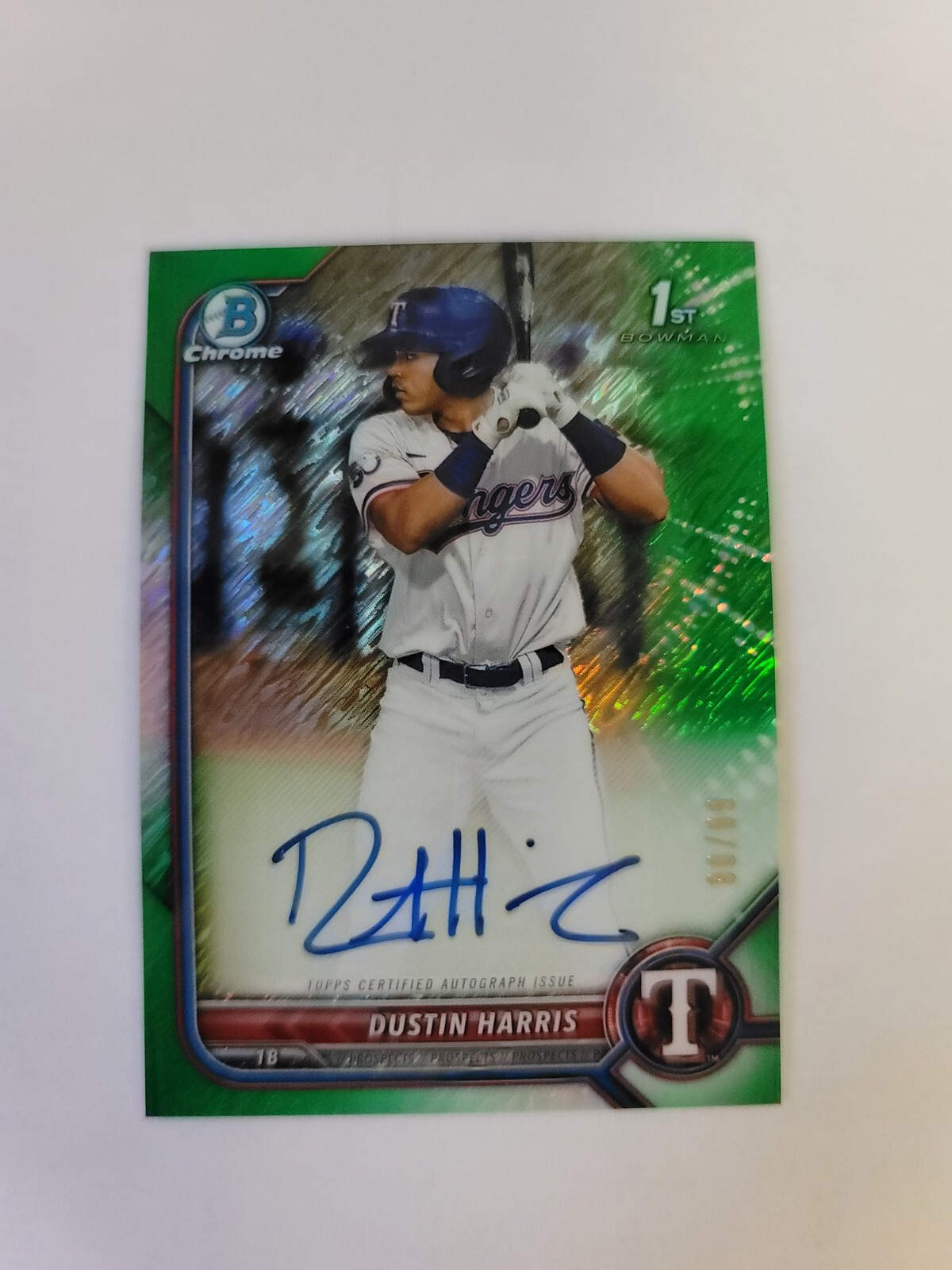 Dustin Harris 2022 Bowman Chrome 1st auto /99 green sp