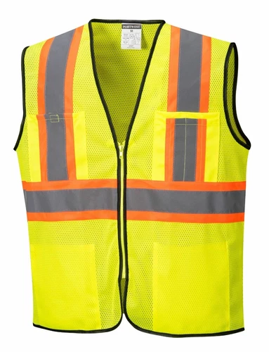 Portwest US381 Frisco Hi-Vis Contrast Reflective Safety Mesh Zipper Vest ANSI image 6