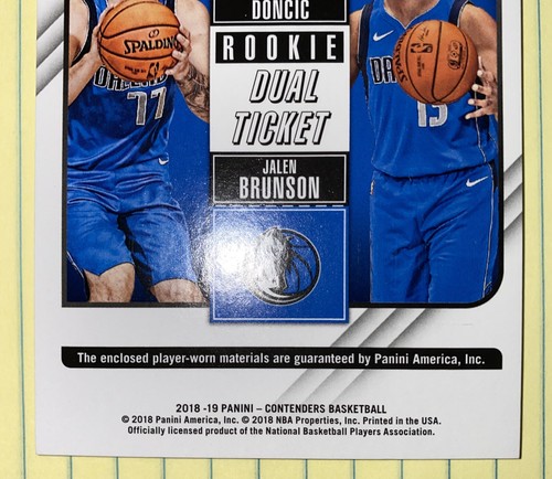 2018 Panini Contenders Dual Ticket Luka Doncic / Zion Jersey RC * BRAND NEW* - Picture 8 of 12