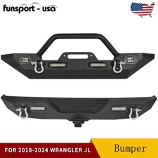 Front & Rear Bumper Set for 2018-2025 Jeep Wrangler JL Unlimited with Led Lights