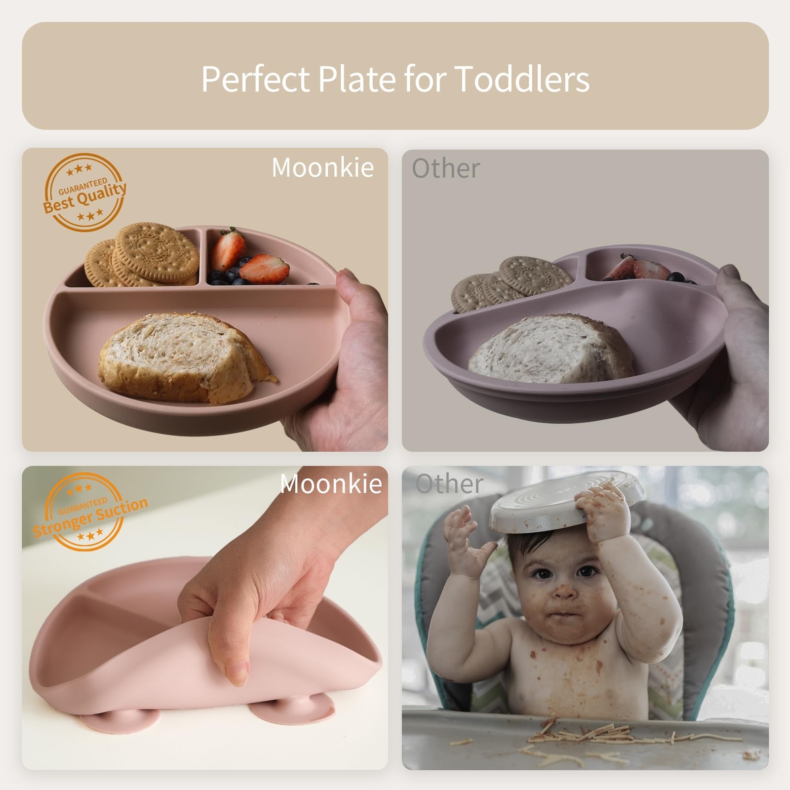 Moonkie Suction Plates for Baby | 100% Silicone BPA-Free Baby Plate... Fast Ship