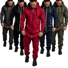 Tracksuit Suit Men's Set Fleece Zip Jacket Pants Jogging Track and Full Men  s