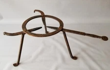 Antique 1700's PRIMITIVE Hand Wrought Iron HEARTH TRIVET with Penny Feet