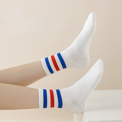 5 Pairs of women's autumn solid color sport breathable cotton stockings