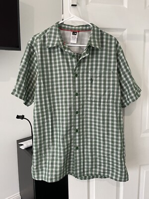 North Face Shirt Mens Large S/S Button Front Hiking Camping Pockets   