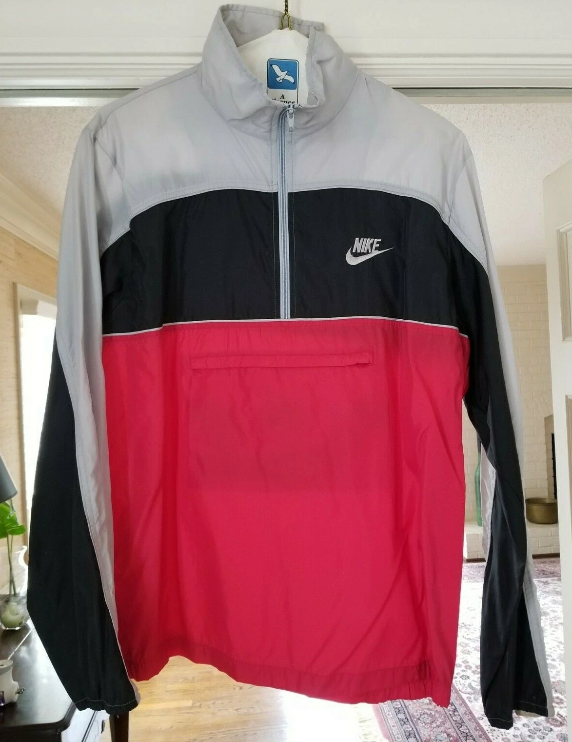 Vintage Nike Windbreaker Jacket Color Block Packable Pouch 80s Mens Large