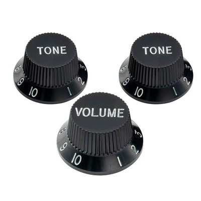 Musiclily Pro Black Metric 18 Spline 1 Volume 2 Tone Knob For Asia Strat Guitar