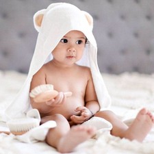 Natemia Off White Bamboo Baby Hooded Towel